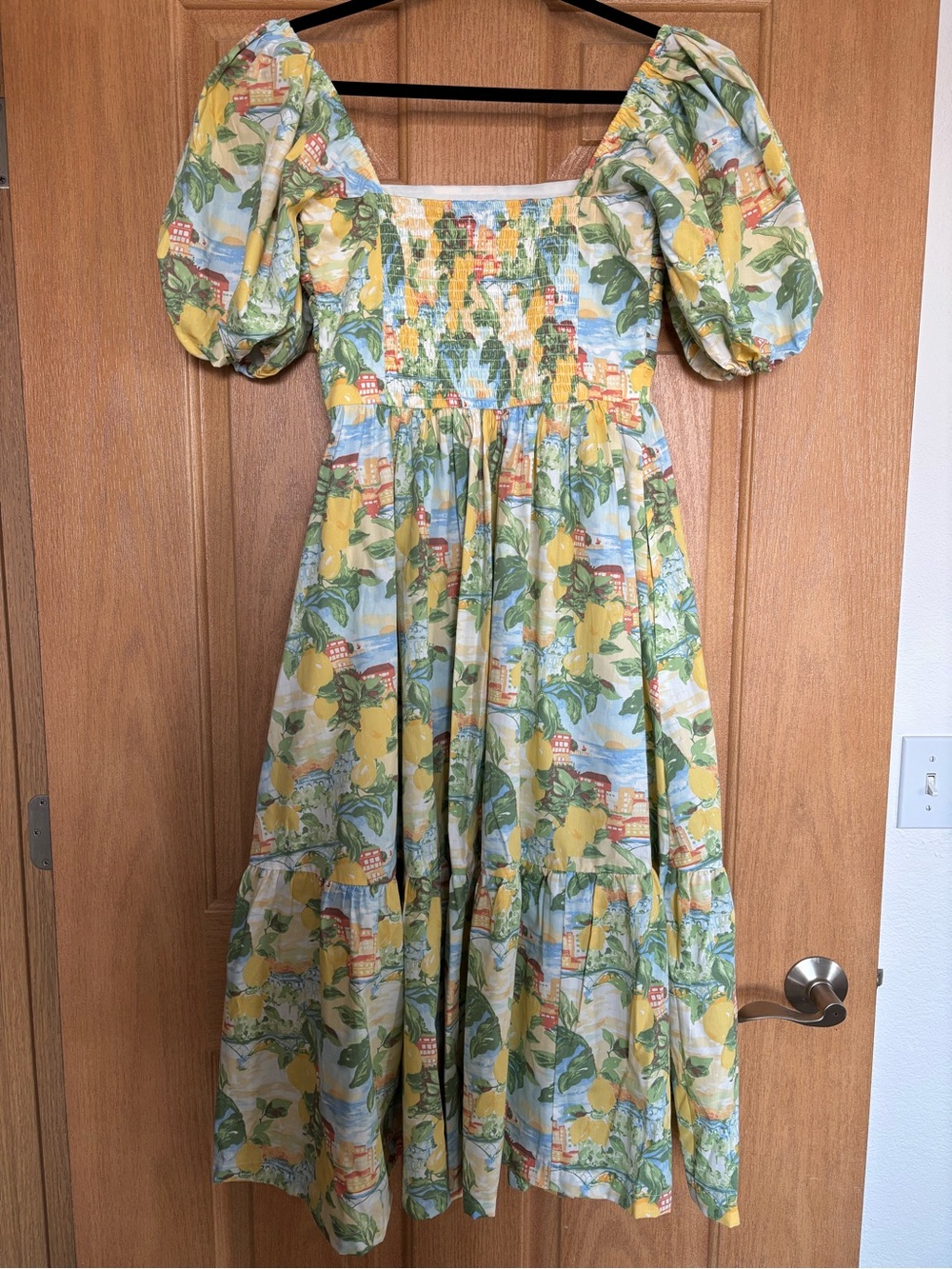 NWT Abercrombie Emerson Poplin Puff Sleeve Midi Dress - Picture 2 of 4